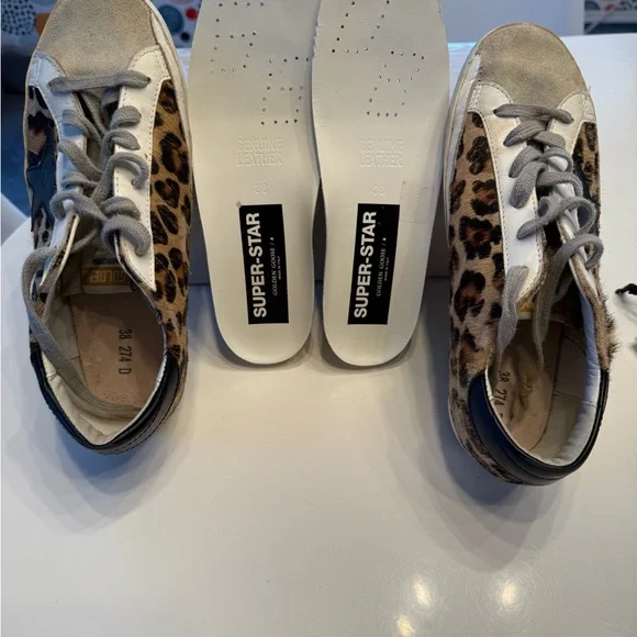 Golden Goose Leopard Print Sneakers with Black Star - Picture 6 of 16